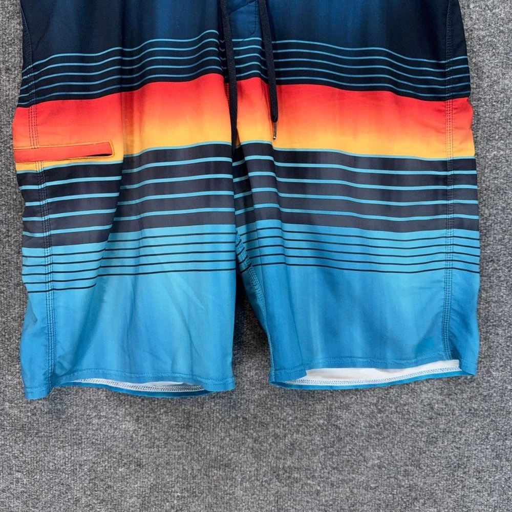 Oneill Board Shorts Mens 40 Blue Hyperfreak Sunset Striped Swim Trunks Surf
